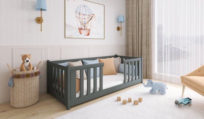 Lano - Otroška postelja Fero - 90x190 cm - Grafit