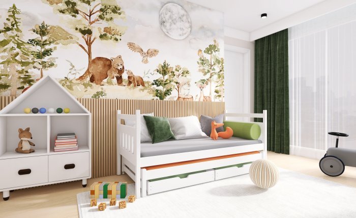 Lano - Otroška postelja z dodatnim ležiščem Daniel - 80x200 cm - Bela