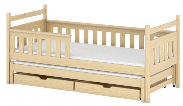 Lano - Otroška postelja z dodatnim ležiščem Dominik - 80x180 cm - Bor