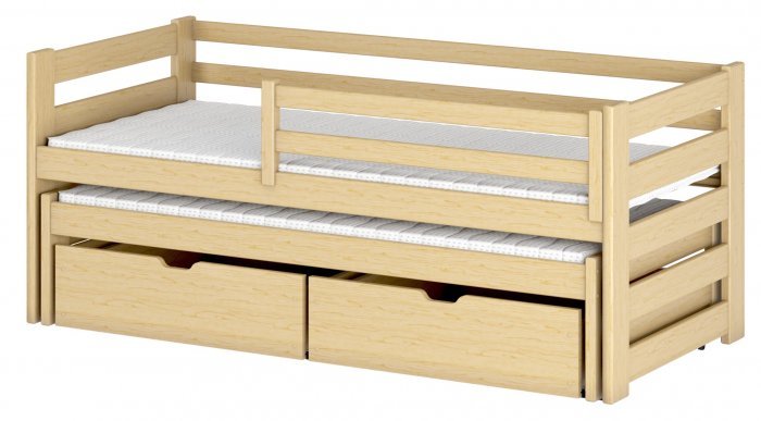 Lano - Otroška postelja z dodatnim ležiščem Kubus - 80x180 cm - Bor