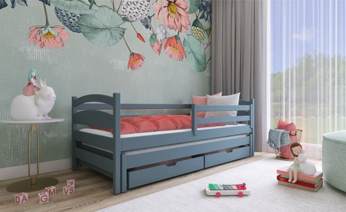Lano - Otroška postelja z dodatnim ležiščem Tosia - 80x200 cm - Siva